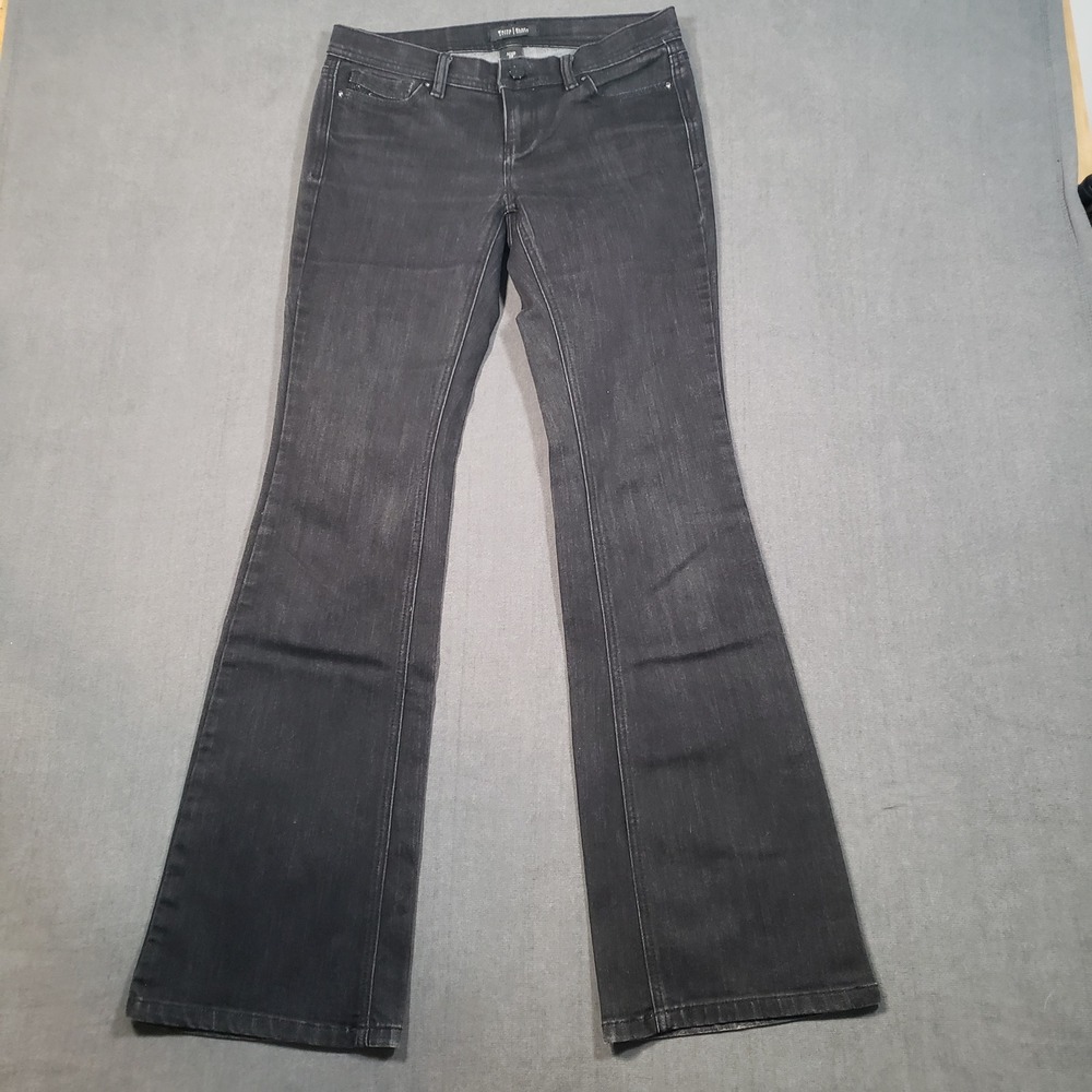 White House Black Market Flare Leg Jeans Womens‎ 2R Black Rhinestone Noir